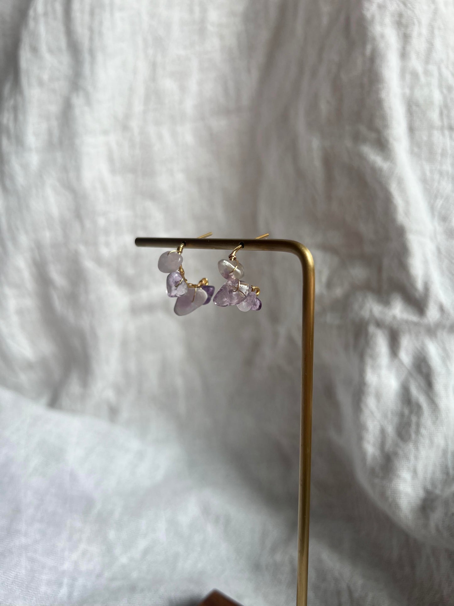 Organic Gemstone Hook Earrings- Mauve and Lavender