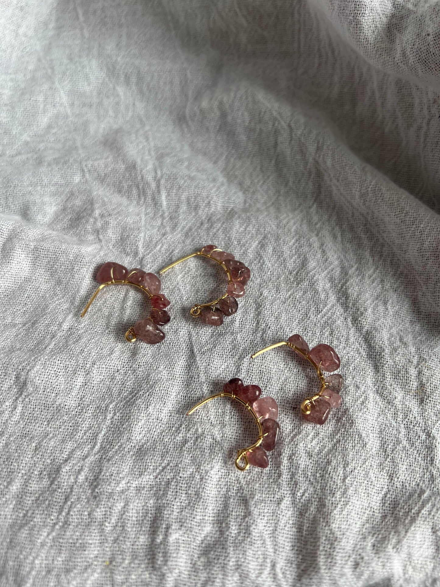 Organic Gemstone Hook Earrings- Mauve and Lavender