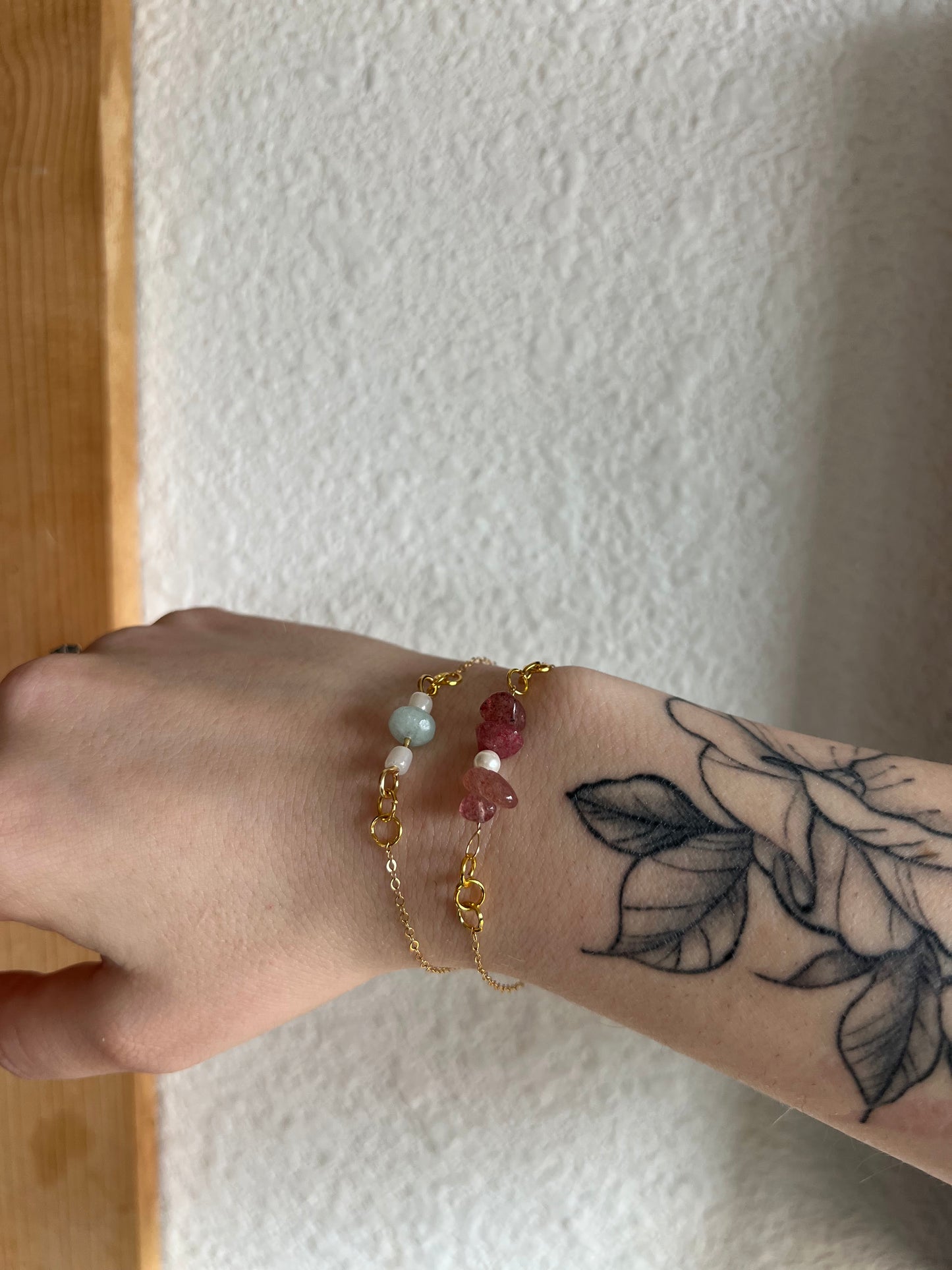 Gold Chained Bracelets: Aqua Serenity & Mauve Bliss