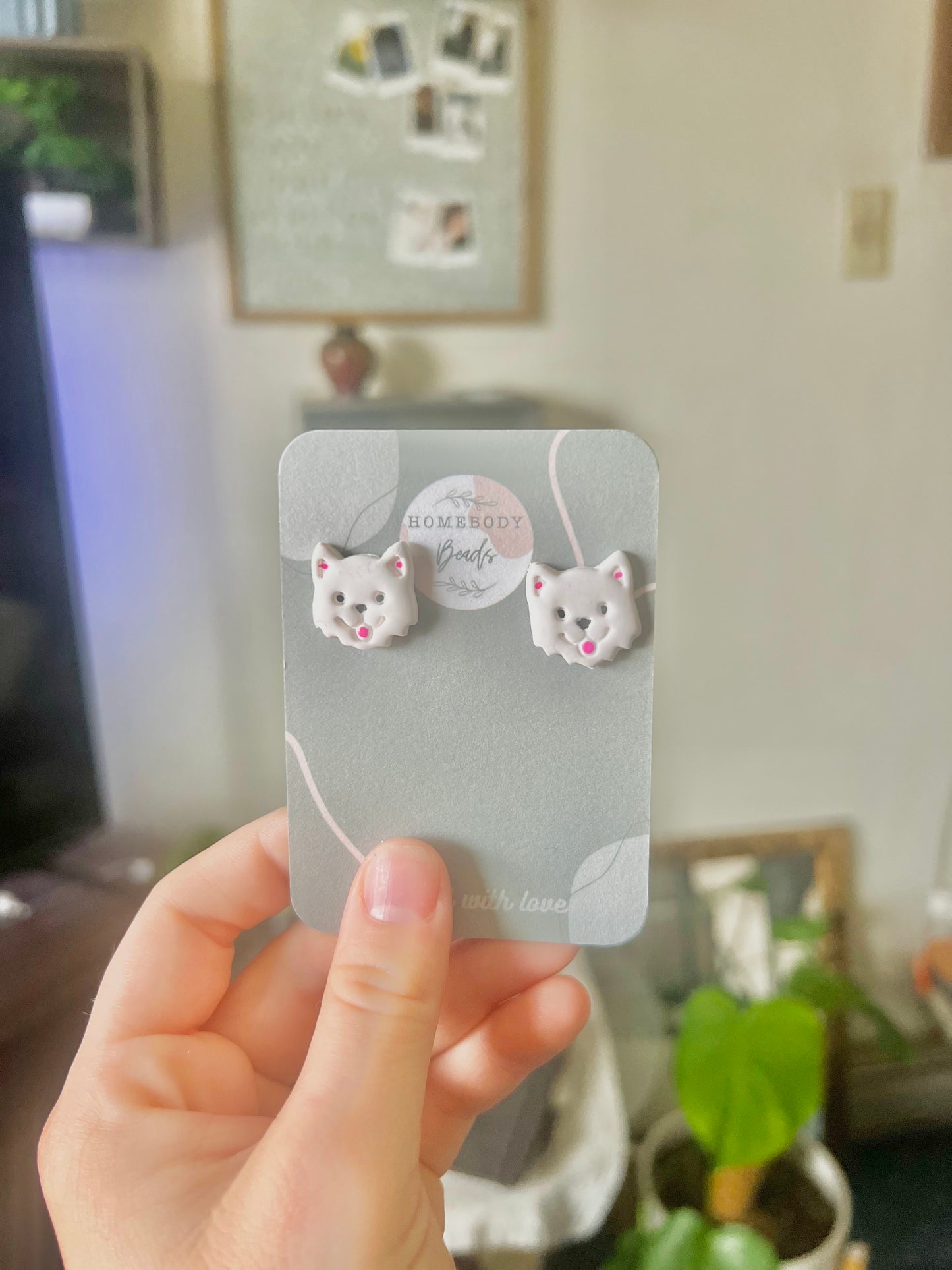 Puppy Studs- Polymer clay stud earring