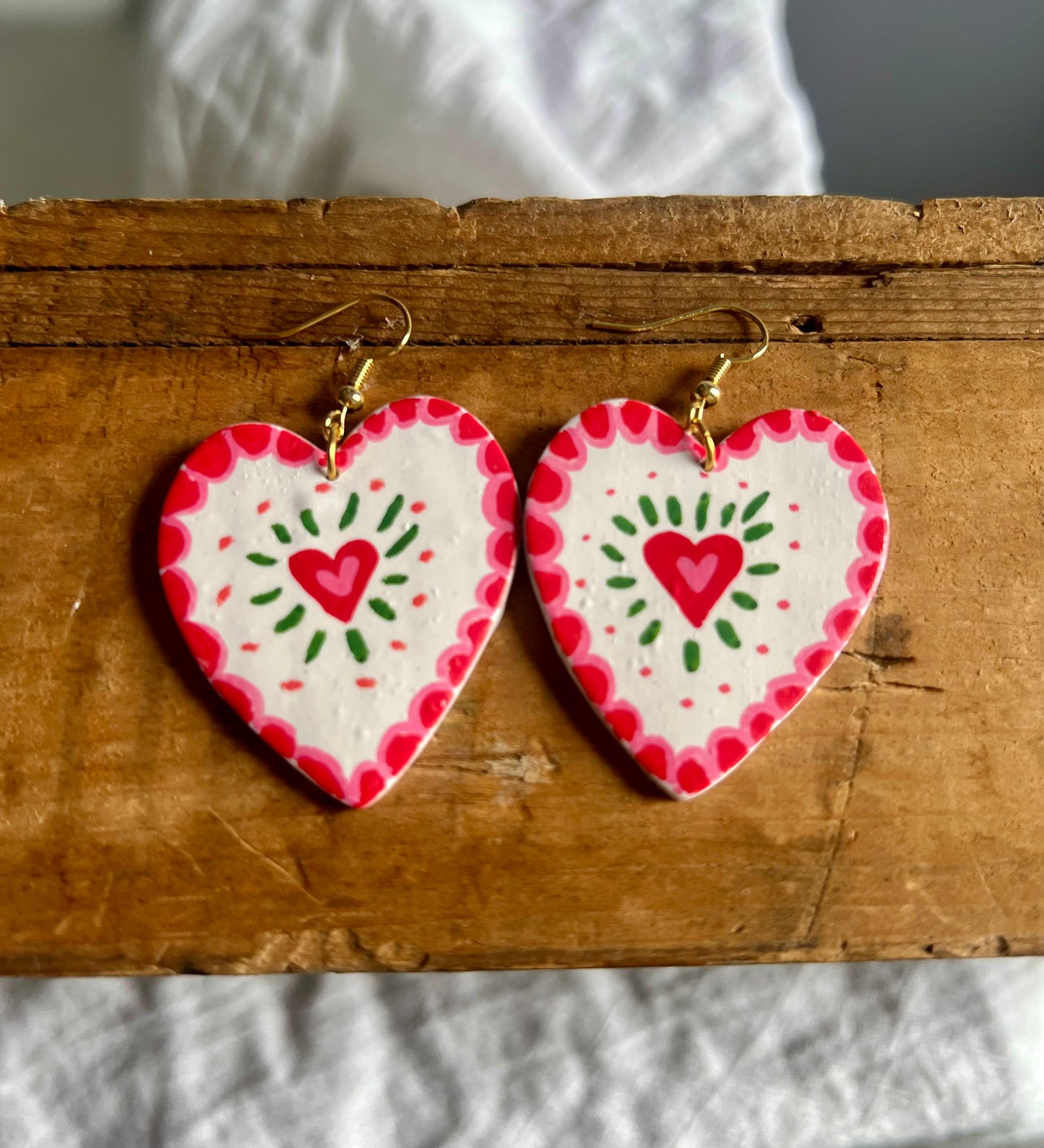Heart and Bloom | Polymer Clay Drop Earring (Limited Item)