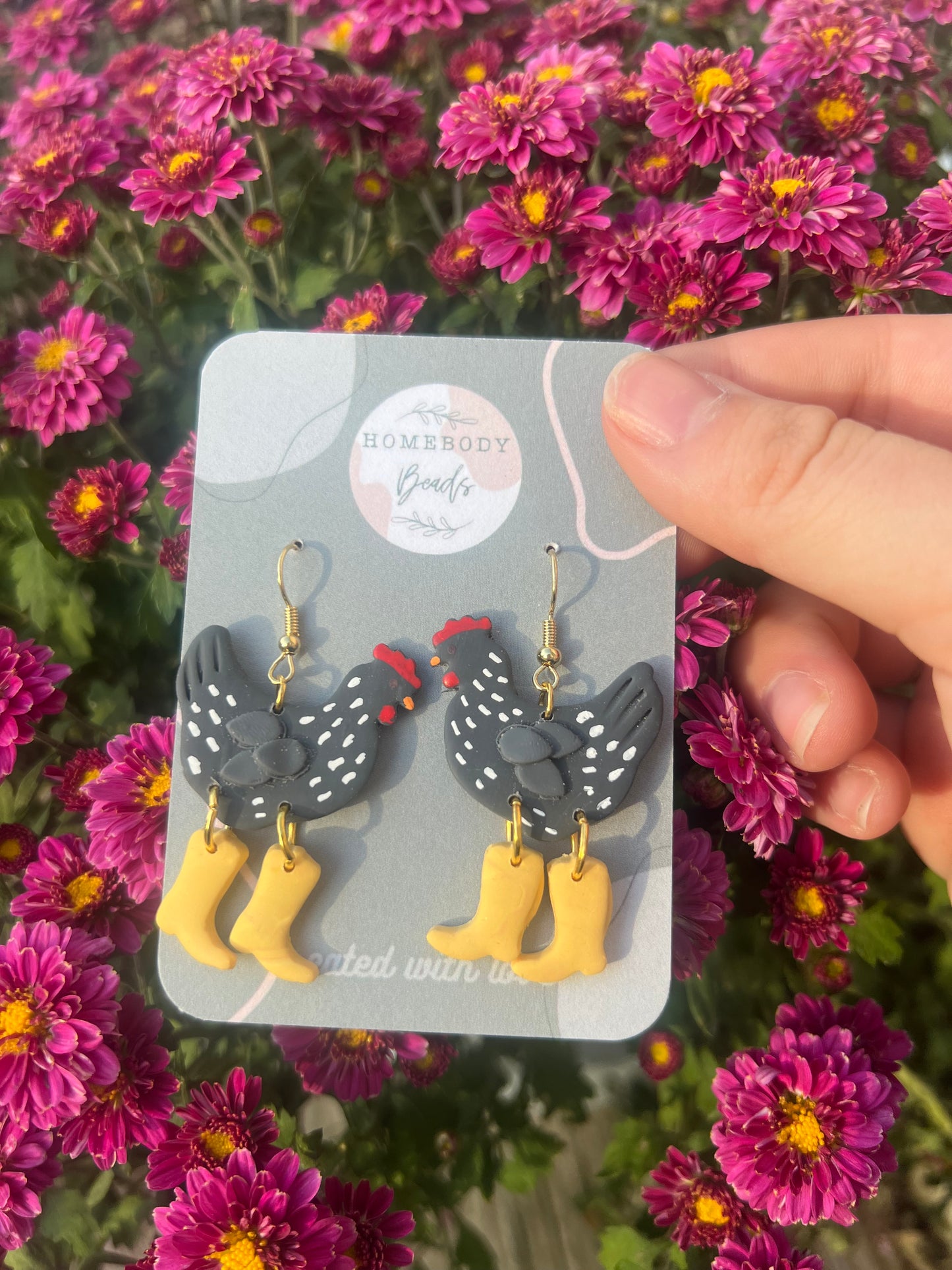 Chicken gals- Polymer clay drop earring