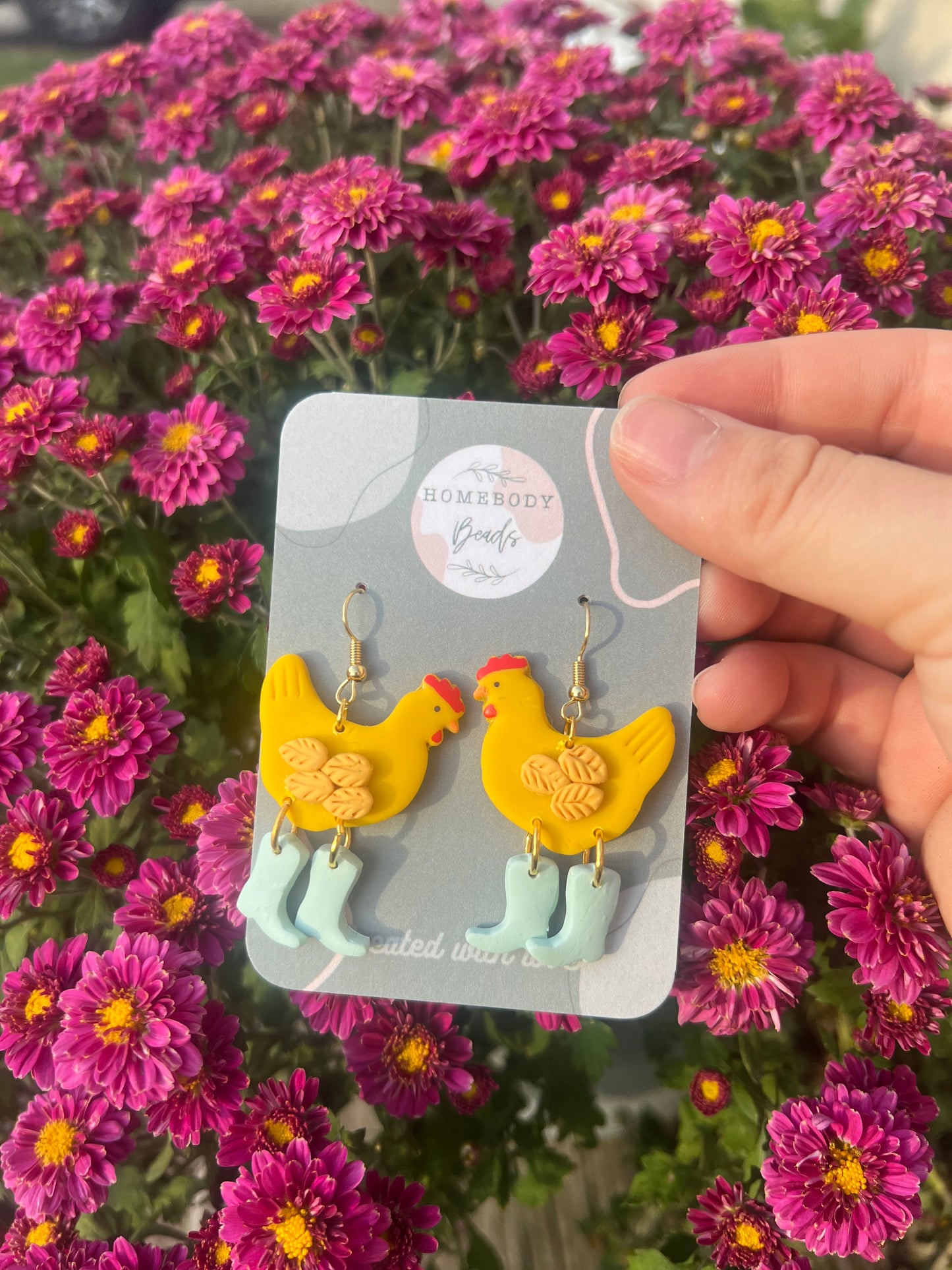 Chicken gals- Polymer clay drop earring