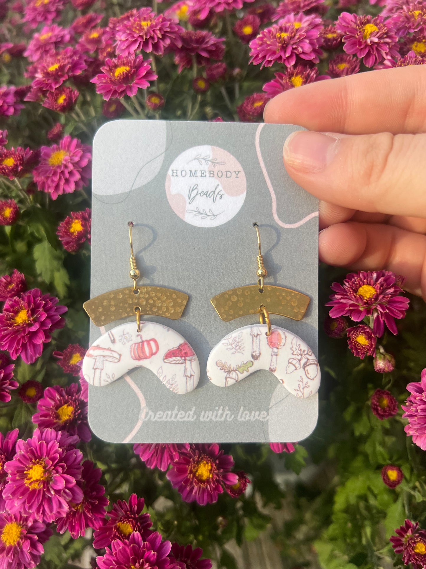 Mushroom print dangles