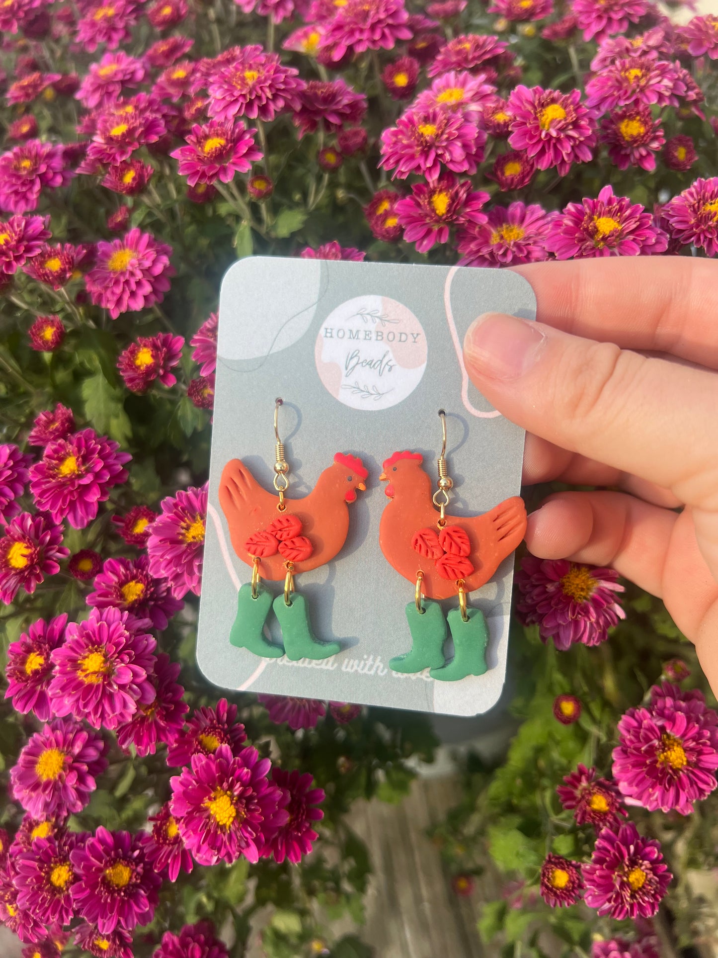 Chicken gals- Polymer clay drop earring