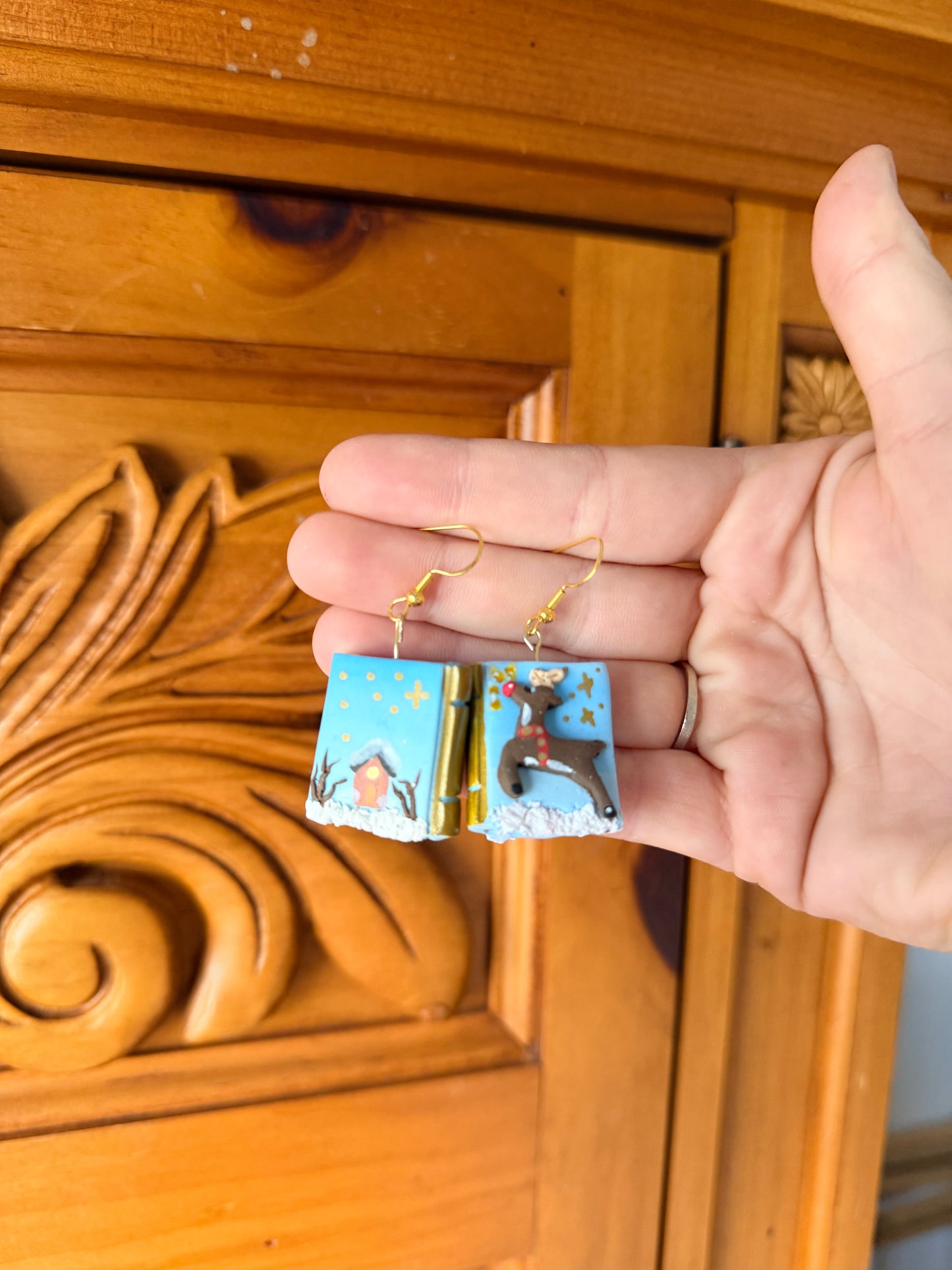Rudolph book earrings