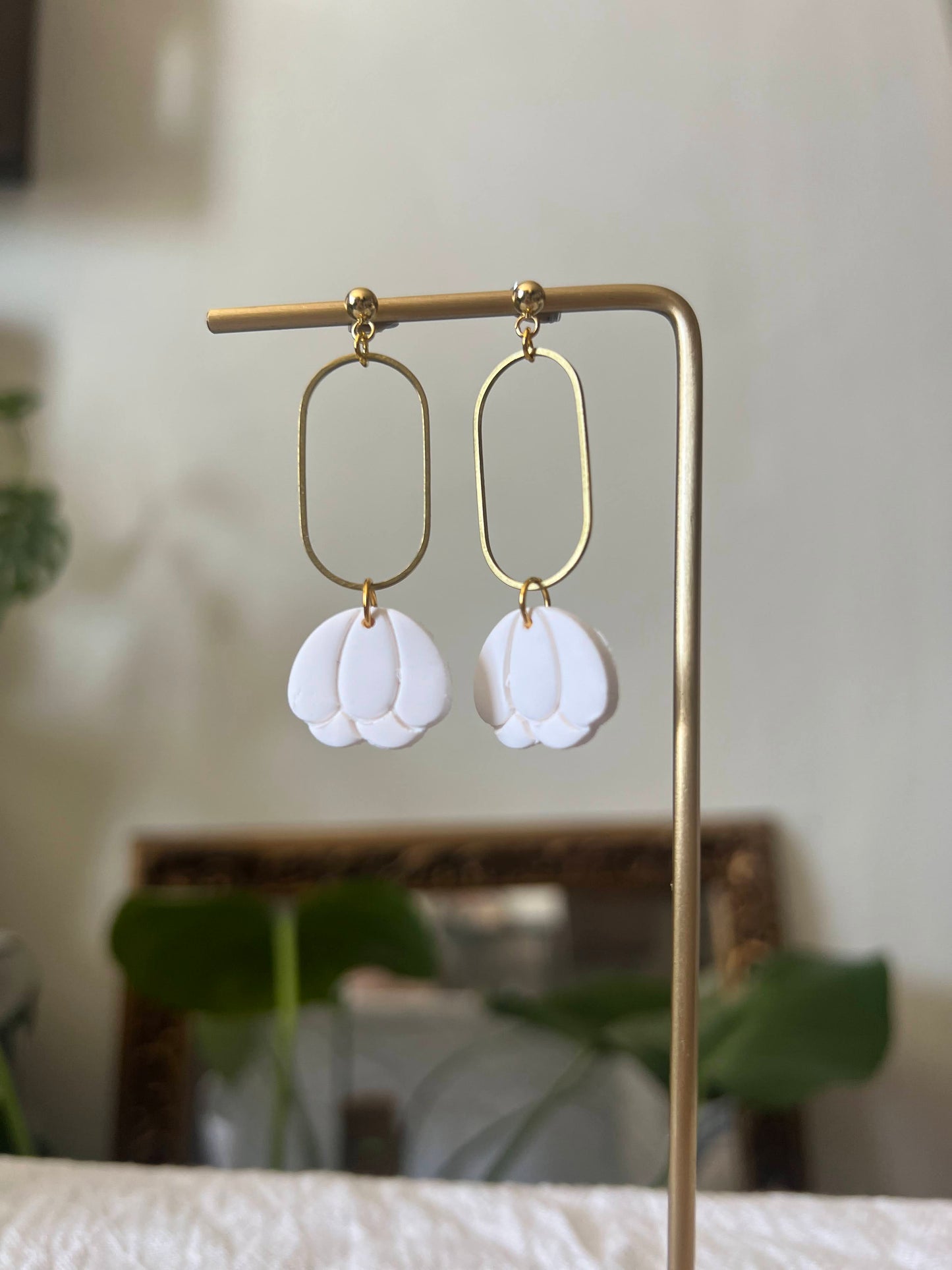 Jasmine- Polymer clay drop earring