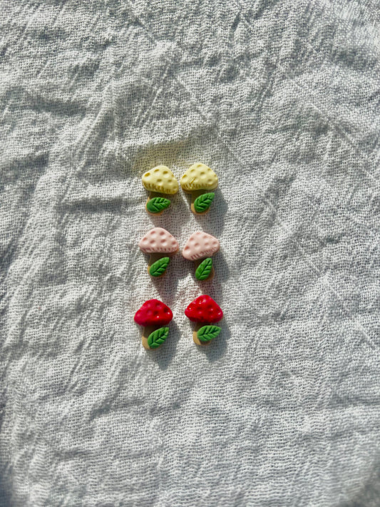 Mini Mushrooms- Polymer clay stud earring