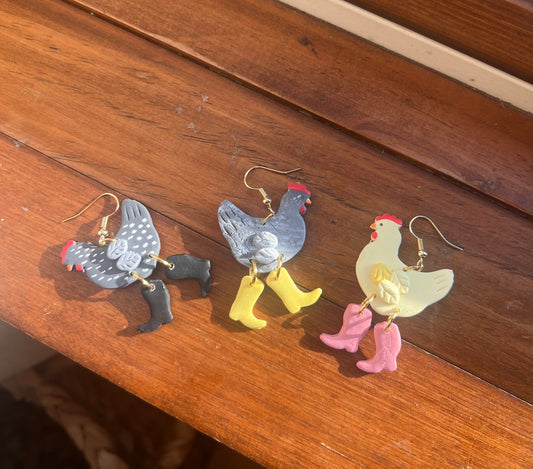 Chicken gals- Polymer clay drop earring